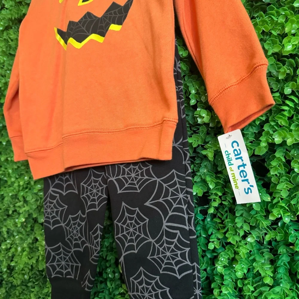 Carter's Toddler Boy Halloween Jack-o'-lantern & Spiderwebs Outfit Size 3T